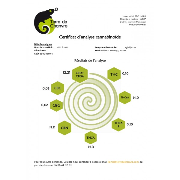 Huile CBD 10% Spectre Complet