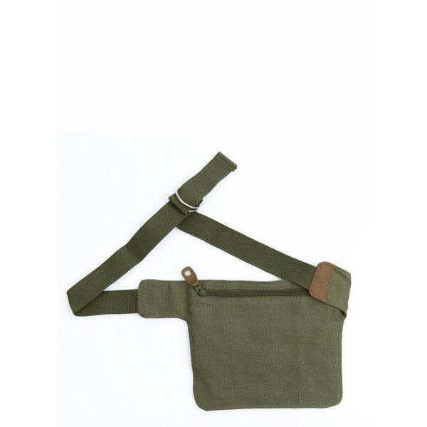 belt bag, flat banana, for travel in hemp and organic cotton