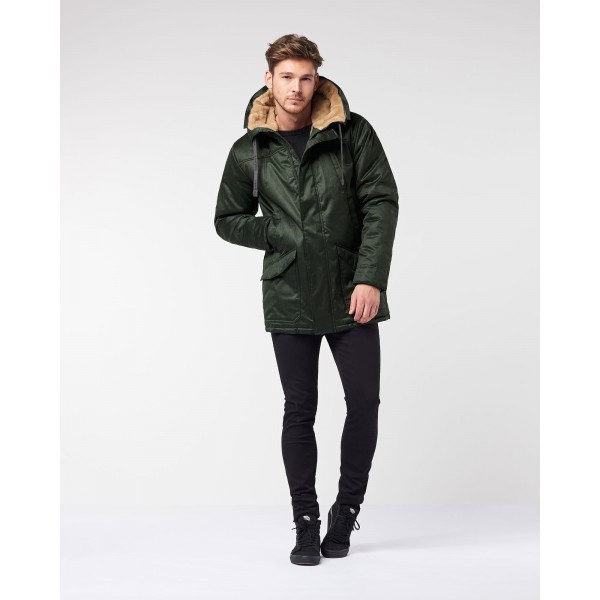 MAN PARKA LONG TIMELESS HOODLAMB GREEN