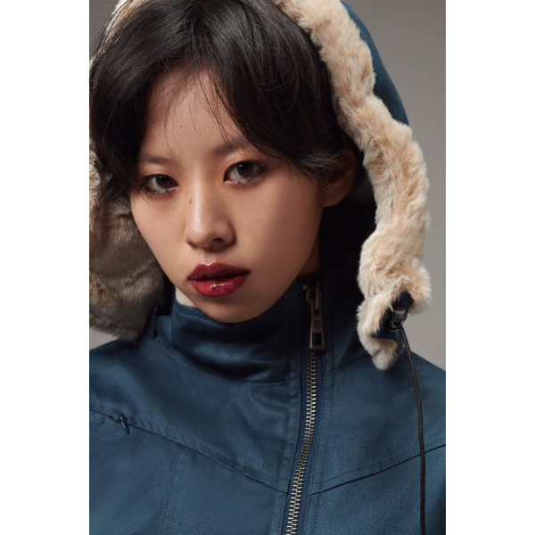 PARKA VEGAN LONG HOODLAMB BLUE