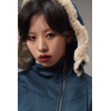 PARKA VEGAN LONG HOODLAMB BLUE