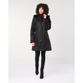 VEGAN PARKA LONG BLACK HOODLAMB