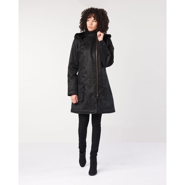 VEGAN PARKA LONG BLACK HOODLAMB
