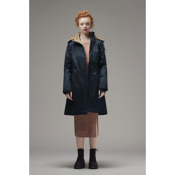 VEGAN PARKA LONG HOODLAMB MIDNITE BLUE
